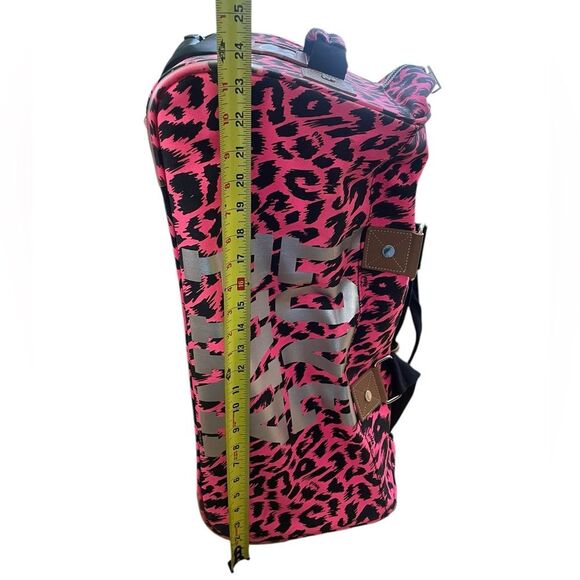 Victorias Secret Love Pink Leopard Rolling Duffle Bag Suitcase Y2K Travel Bag - Picture 16 of 16